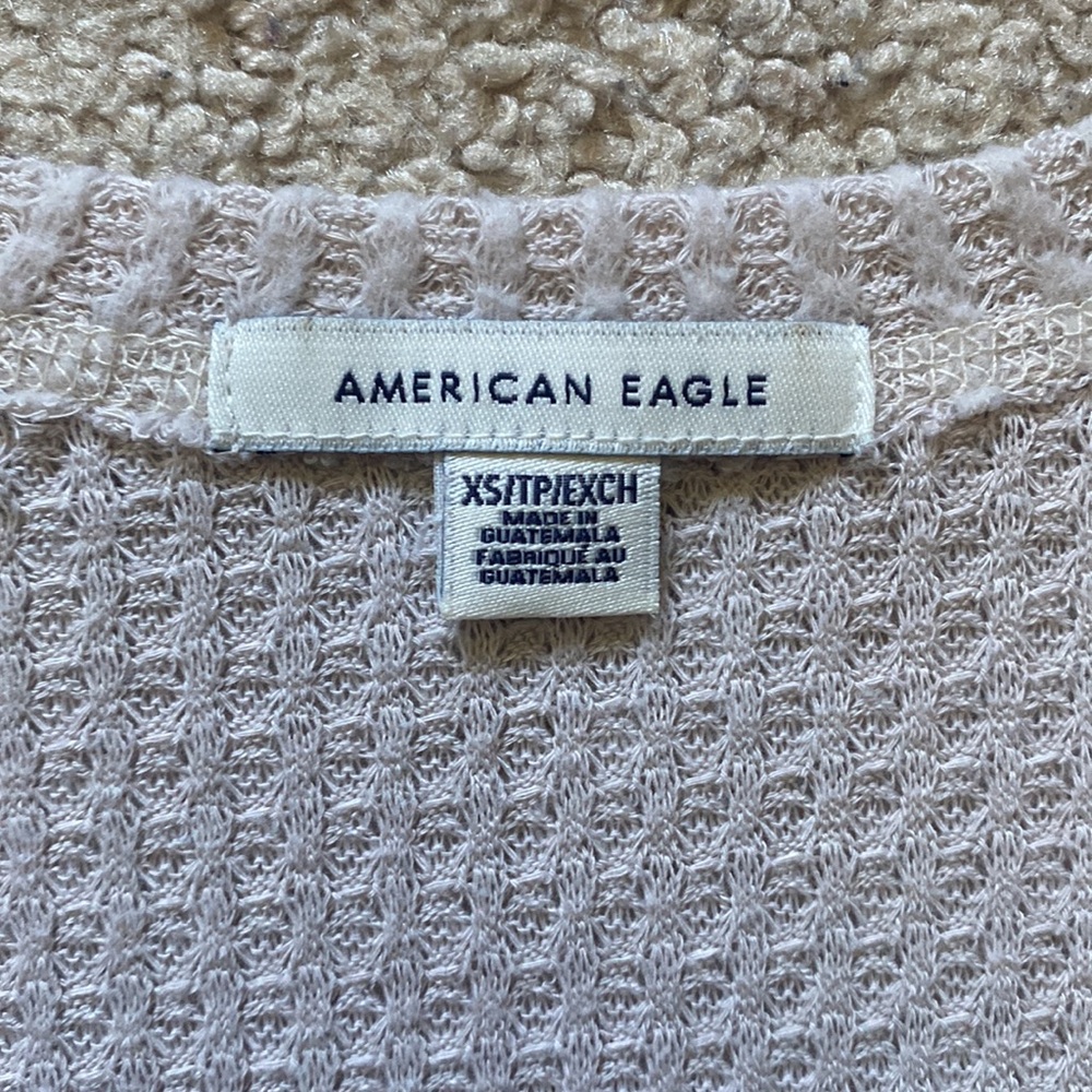 American Eagle Extra Small Button Up Tan Beige Sw… - image 3